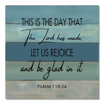 Aihesui Wood Sign Hanging Farmhouse Decoration Bible Verse This is the Day That the Lord Has Made Wall Art Plaque Use for Kitchen Batheroom Bedroom Office School 16x16inch, dark blue-style