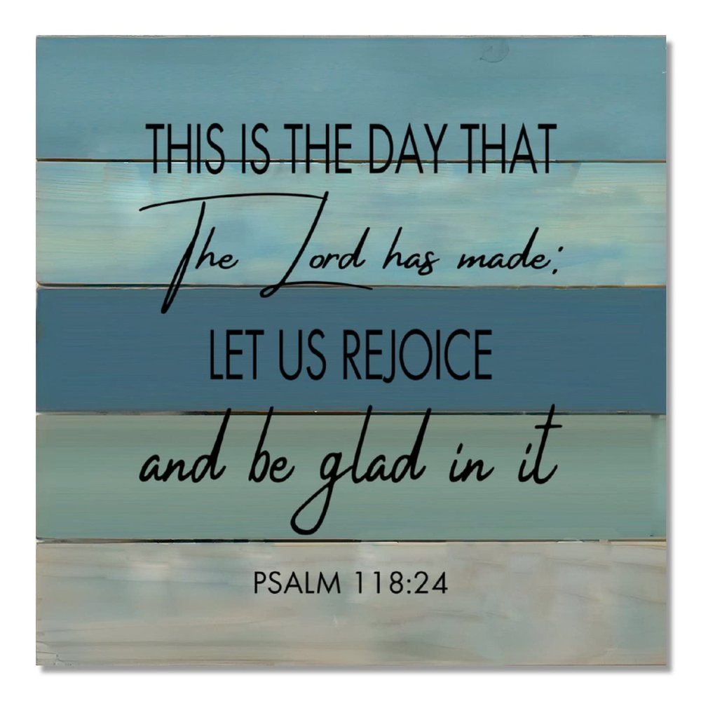 Aihesui Wood Sign Hanging Farmhouse Decoration Bible Verse This is the Day That the Lord Has Made Wall Art Plaque Use for Kitchen Batheroom Bedroom Office School 16x16inch, dark blue-style