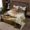 American Flag Bedspread Military Camouflage Soldier Bedding Sets Adult Boys Vintage Camo Usa Flag Quilted Coverlet Grunge Soil Red Grey Stars Stripes Bedding Collections, with 1 Pillowcase, Twin view 1