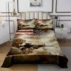 American Flag Bedspread Military Camouflage Soldier Bedding Sets Adult Boys Vintage Camo Usa Flag Quilted Coverlet Grunge Soil Red Grey Stars Stripes Bedding Collections, with 1 Pillowcase, Twin view 2