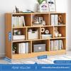 IOTXY Open Shelf Low Bookcase - Wooden 3-Tier Floor Standing Display Cabinet Organizer with Base, 10 Cubes Short Horizontal Bookshelf in Pear Yellow view 2