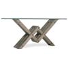 BOWERY HILL Mid-Century Glass Top Accent Console in Greige Sand-Blasted Finish view 1