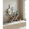 BOWERY HILL Mid-Century Glass Top Accent Console in Greige Sand-Blasted Finish view 2
