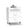 3 Drawer White Nightstand White and Gold End Table Kids Bedroom Dresser Accent Bedside Cabinet Modern Night Stand Perfect for Bedroom, Living Room, Accessories White view 1