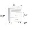 3 Drawer White Nightstand White and Gold End Table Kids Bedroom Dresser Accent Bedside Cabinet Modern Night Stand Perfect for Bedroom, Living Room, Accessories White view 3