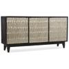 Bowery Hill 3-Door Transitional Wood Credenza, Charcoal Finish with German Silver Foil, Mango Wood Solids, Adjustable Shelf, Ventilated Back Panel, 69 in Wide Storage Console for Living Room or Office view 1