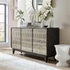 Bowery Hill 3-Door Transitional Wood Credenza, Charcoal Finish with German Silver Foil, Mango Wood Solids, Adjustable Shelf, Ventilated Back Panel, 69 in Wide Storage Console for Living Room or Office view 2