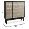 Bowery Hill 3-Door Transitional Wood Credenza, Charcoal Finish with German Silver Foil, Mango Wood Solids, Adjustable Shelf, Ventilated Back Panel, 69 in Wide Storage Console for Living Room or Office view 3