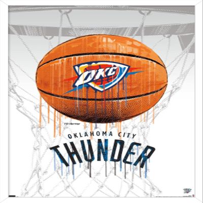Trends International NBA Oklahoma City Thunder - Drip Basketball 21 Wall Poster, 14.725" x 22.375", White Framed Version