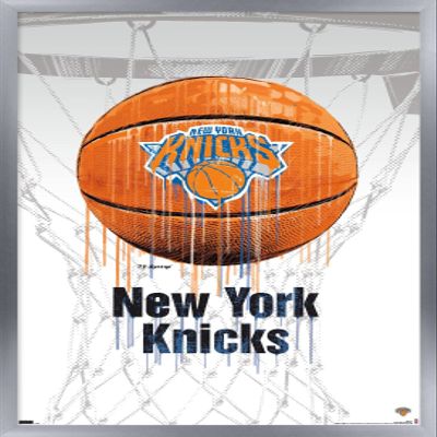 Trends International NBA New York Knicks - Drip Basketball 21 Wall Poster, 14.725" x 22.375", Silver Framed Version