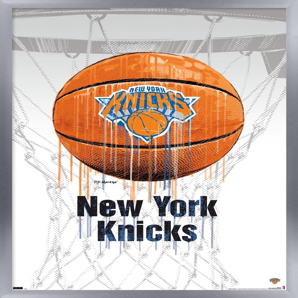 Trends International NBA New York Knicks - Drip Basketball 21 Wall Poster, 14.725" x 22.375", Silver Framed Version