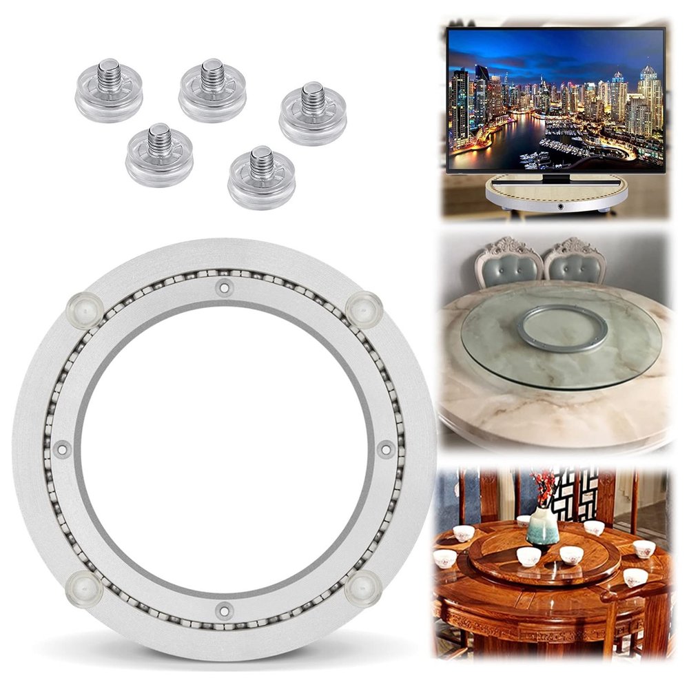 Aluminum Lazy Susan Bearing Turntable Ring Heavy Loads Base For Round Table  8in 10in 12in 14in 16in 20in 24ni 27in 32in 360 Degree Swivel Turntable, For Glass/Granite/Wood Kitchen Ding Table