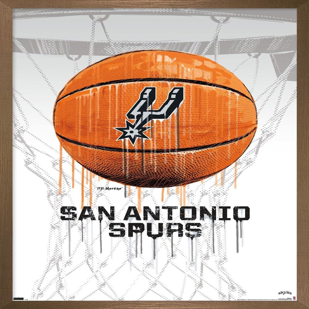 Trends International NBA San Antonio Spurs - Drip Basketball 21 Wall Poster, 22.375" x 34", Bronze Framed Version