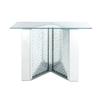 Benjara Console Table with Mirrored V Shaped Base, Silver view 3