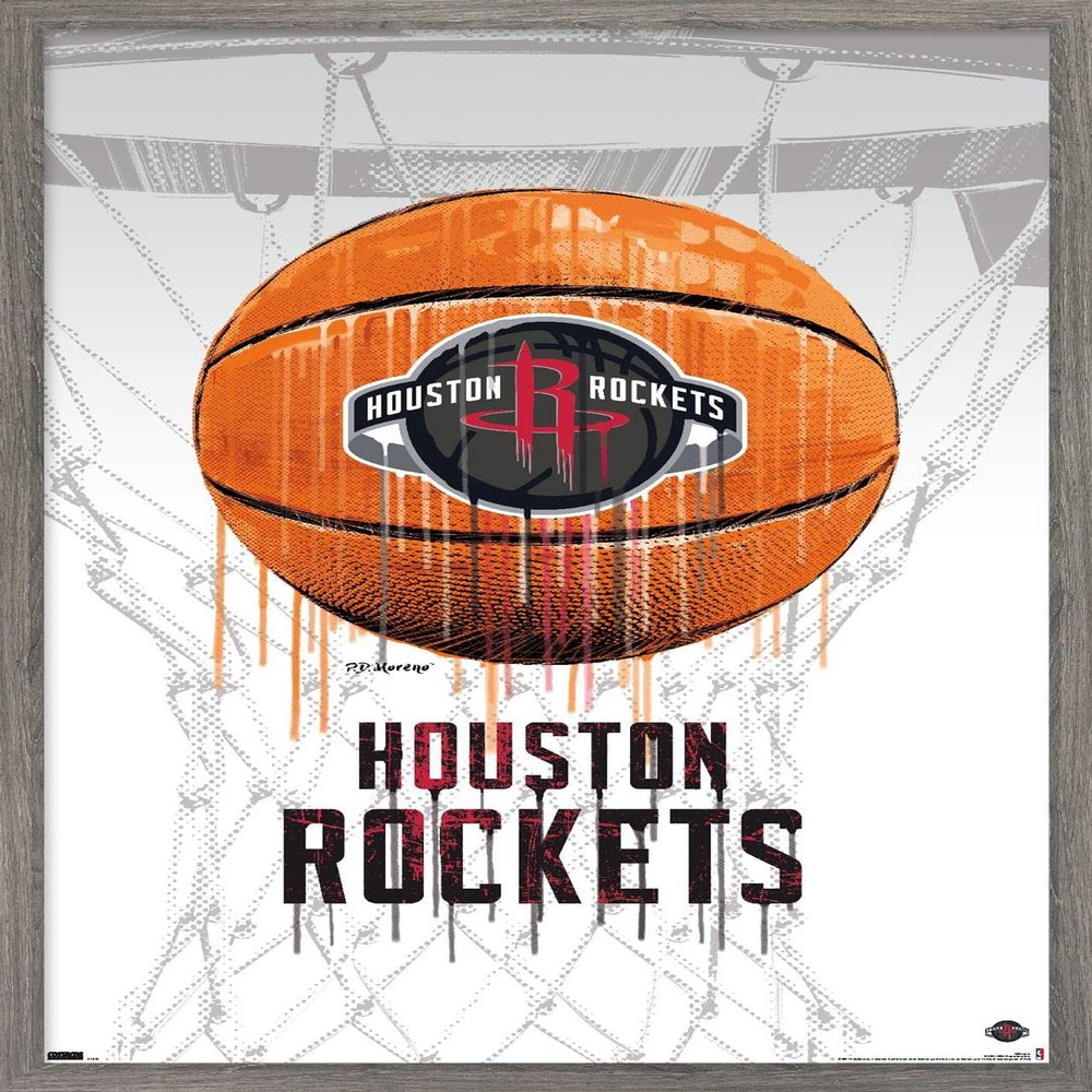 Trends International NBA Houston Rockets - Drip Basketball 21 Wall Poster, 22.375" x 34", Barnwood Framed Version