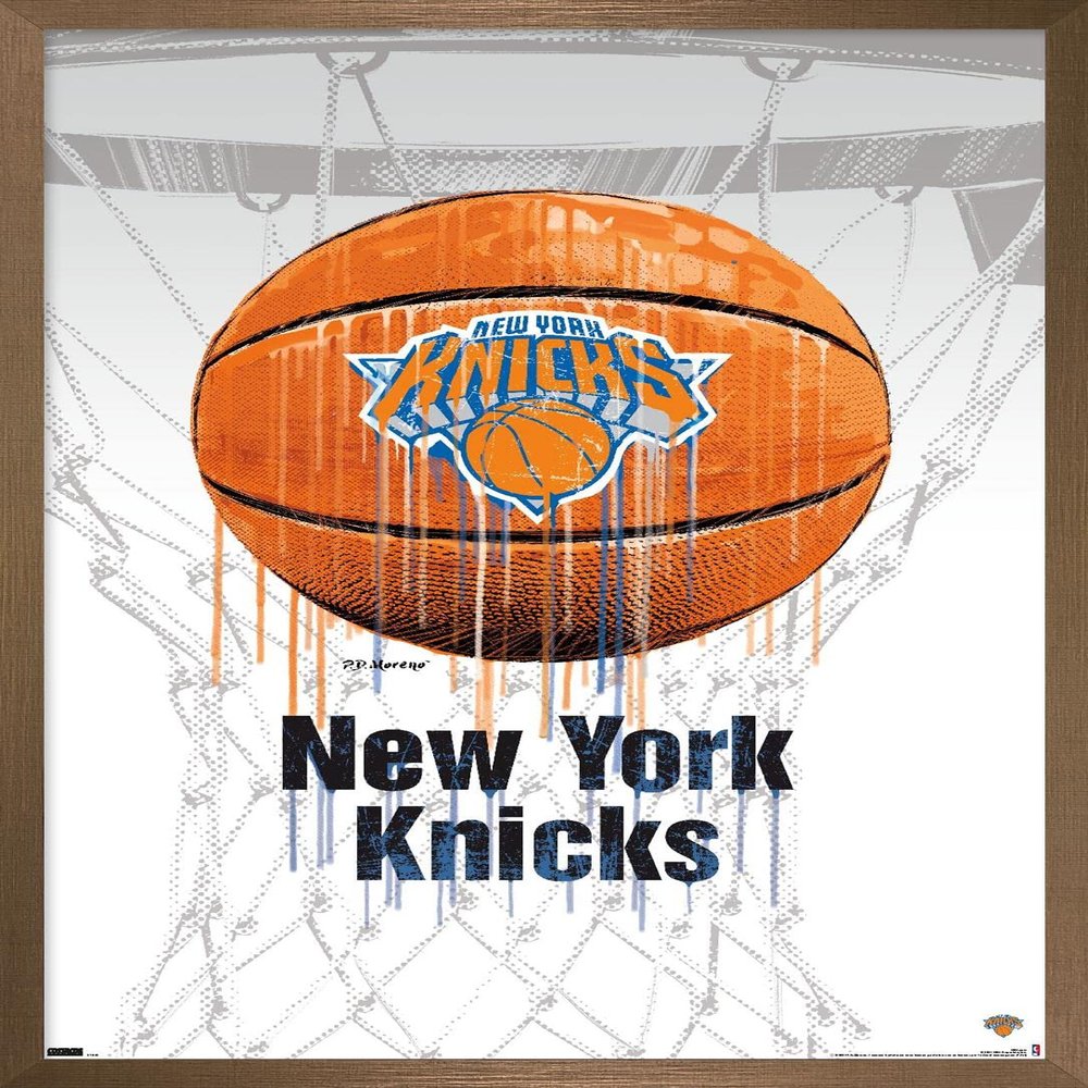 Trends International NBA New York Knicks - Drip Basketball 21 Wall Poster, 14.725" x 22.375", Bronze Framed Version