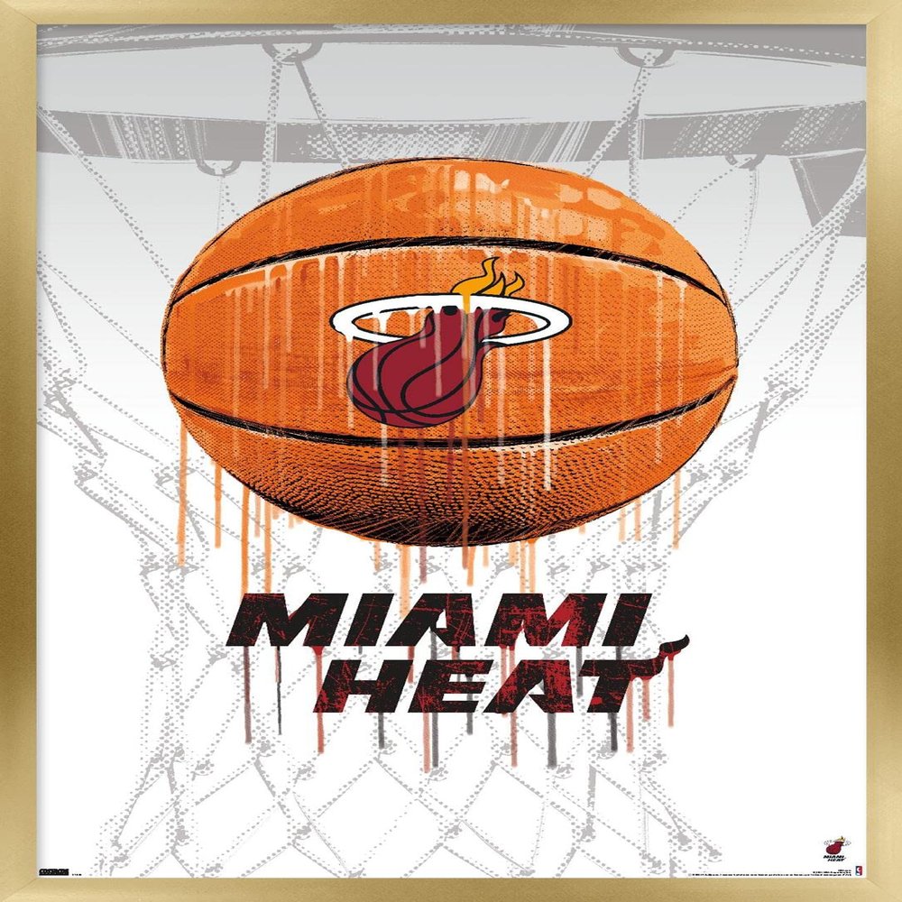 Trends International NBA Miami Heat - Drip Basketball 21 Wall Poster, 14.725" x 22.375", Gold Framed Version
