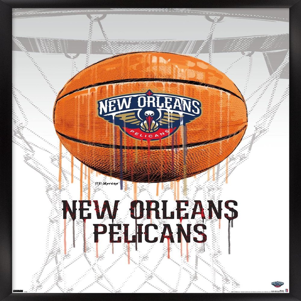 Trends International NBA New Orleans Pelicans - Drip Basketball 21 Wall Poster, 22.375" x 34", Black Framed Version