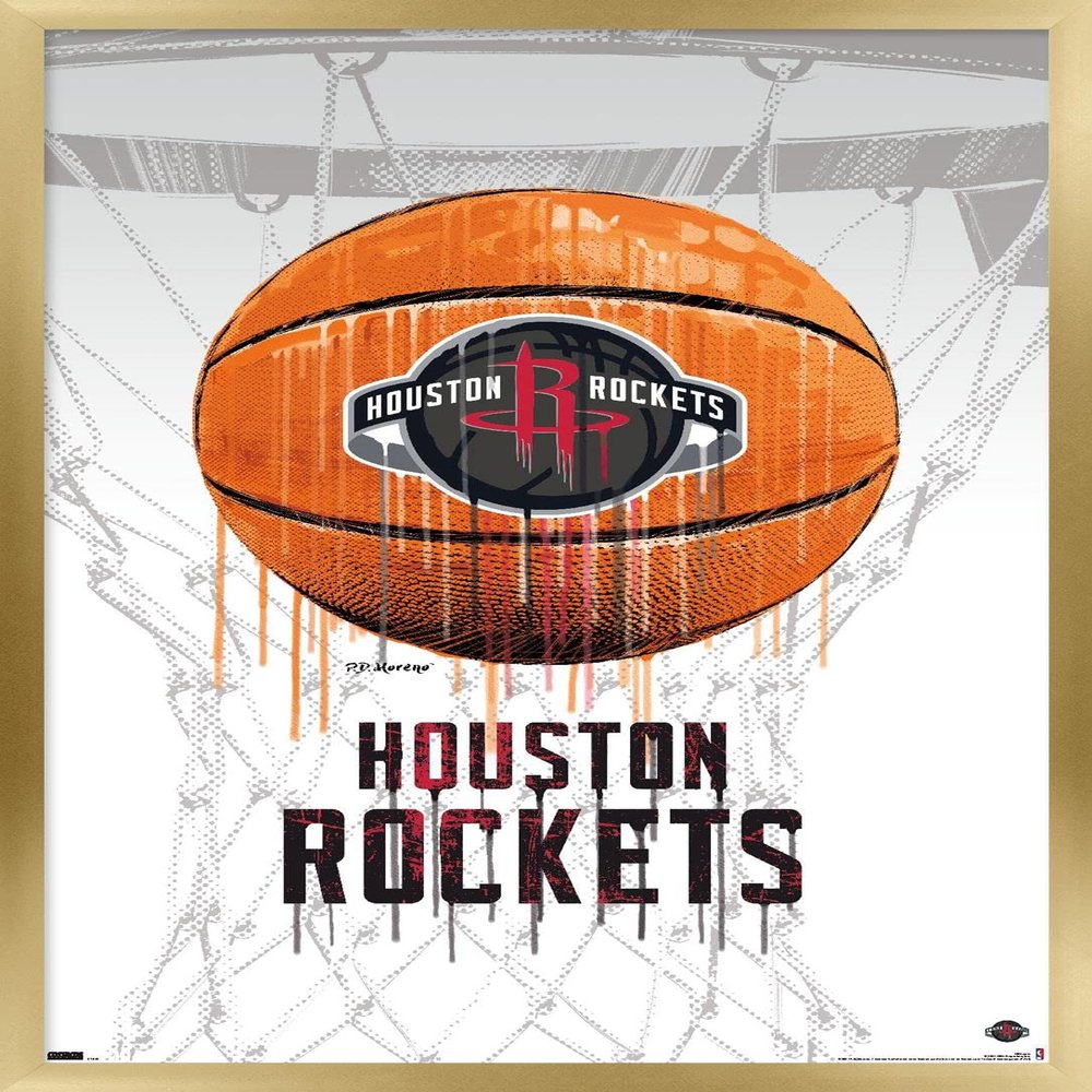 Trends International NBA Houston Rockets - Drip Basketball 21 Wall Poster, 22.375" x 34", Gold Framed Version