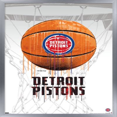 Trends International NBA Detroit Pistons - Drip Basketball 21 Wall Poster, 22.375" x 34", Silver Framed Version
