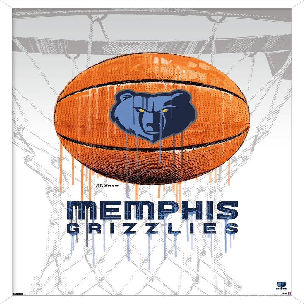 Trends International NBA Memphis Grizzlies - Drip Basketball 21 Wall Poster, 14.725" x 22.375", White Framed Version