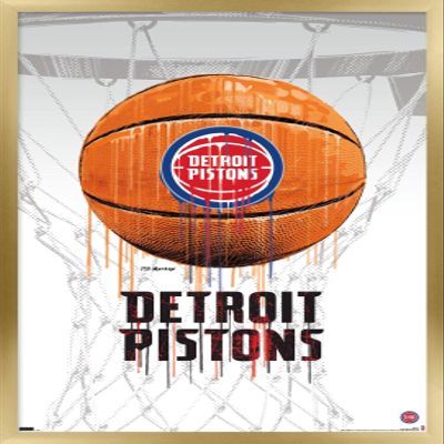 Trends International NBA Detroit Pistons - Drip Basketball 21 Wall Poster, 14.725" x 22.375", Gold Framed Version