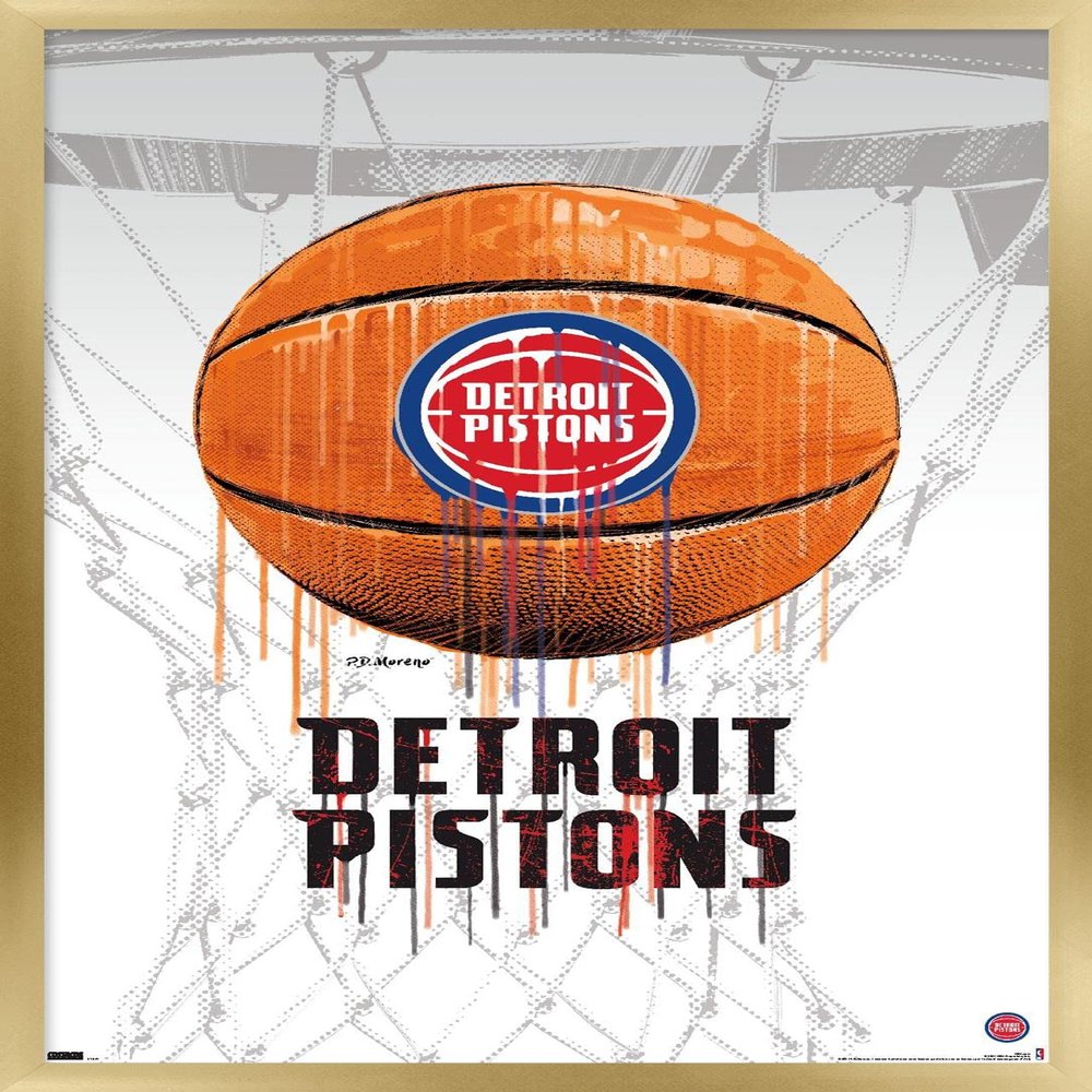 Trends International NBA Detroit Pistons - Drip Basketball 21 Wall Poster, 14.725" x 22.375", Gold Framed Version