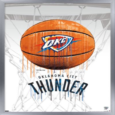 Trends International NBA Oklahoma City Thunder - Drip Basketball 21 Wall Poster, 22.375" x 34", Silver Framed Version