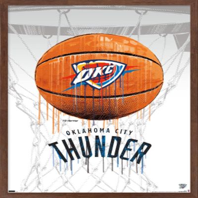 Trends International NBA Oklahoma City Thunder - Drip Basketball 21 Wall Poster, 14.725" x 22.375", Mahogany Framed Version