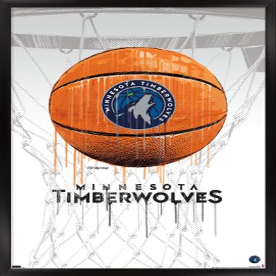 Trends International NBA Minnesota Timberwolves - Drip Basketball 21 Wall Poster, 14.725" x 22.375", Black Framed Version