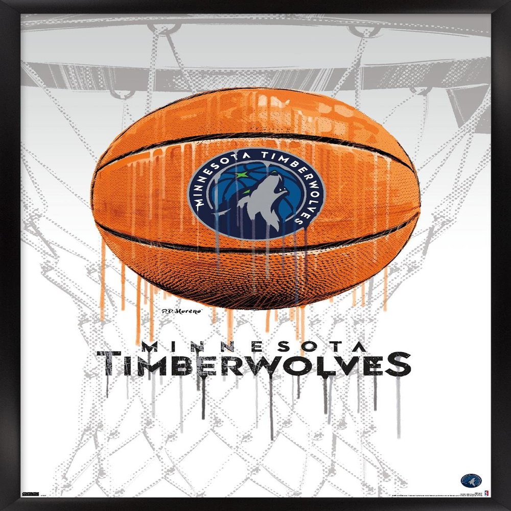 Trends International NBA Minnesota Timberwolves - Drip Basketball 21 Wall Poster, 14.725" x 22.375", Black Framed Version