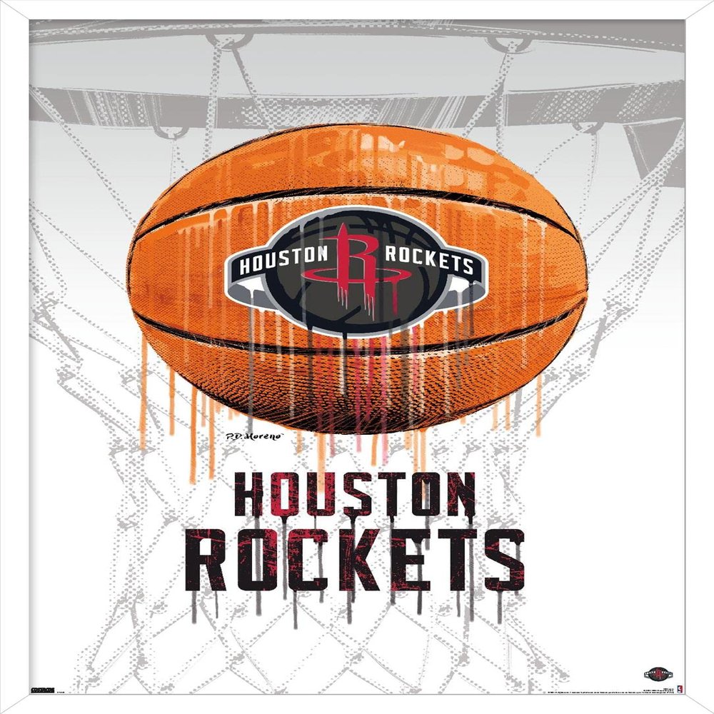 Trends International NBA Houston Rockets - Drip Basketball 21 Wall Poster, 22.375" x 34", White Framed Version