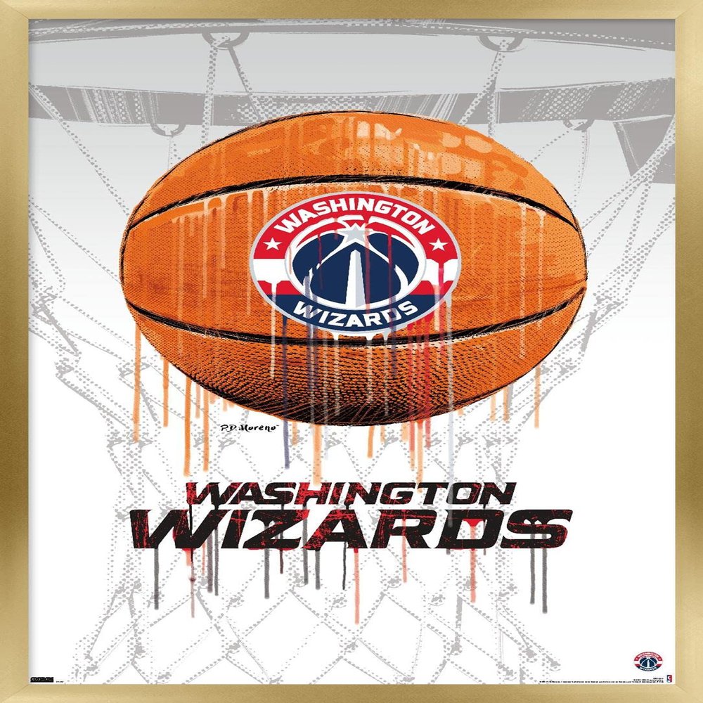 Trends International NBA Washington Wizards - Drip Basketball 21 Wall Poster, 22.375" x 34", Gold Framed Version