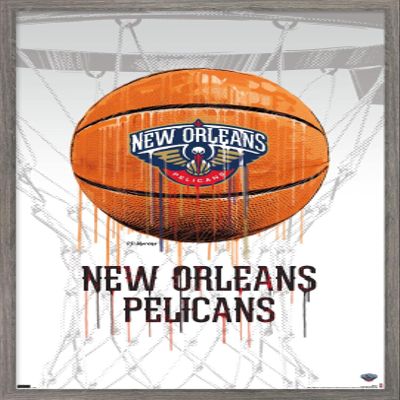 Trends International NBA New Orleans Pelicans - Drip Basketball 21 Wall Poster, 22.375" x 34", Barnwood Framed Version