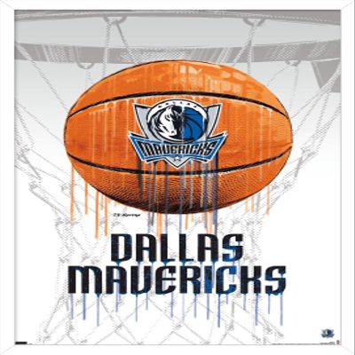 Trends International NBA Dallas Mavericks - Drip Basketball 21 Wall Poster, 22.375" x 34", White Framed Version