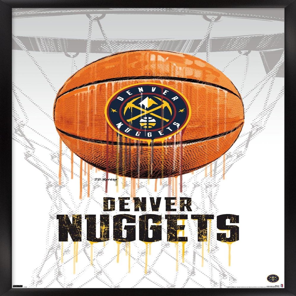 Trends International NBA Denver Nuggets - Drip Basketball 21 Wall Poster, 22.375" x 34", Black Framed Version