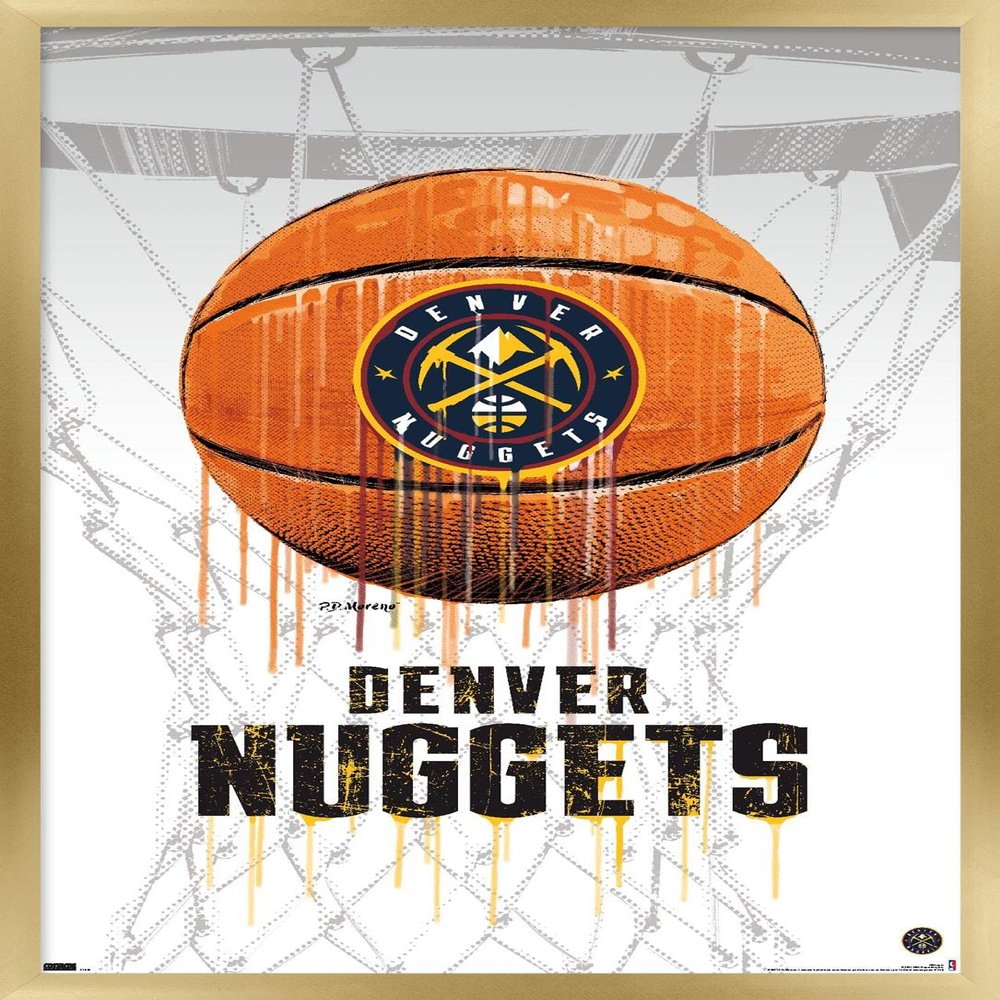 Trends International NBA Denver Nuggets - Drip Basketball 21 Wall Poster, 14.725" x 22.375", Gold Framed Version