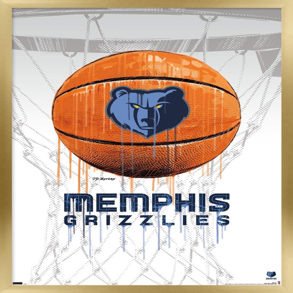 Trends International NBA Memphis Grizzlies - Drip Basketball 21 Wall Poster, 14.725" x 22.375", Gold Framed Version
