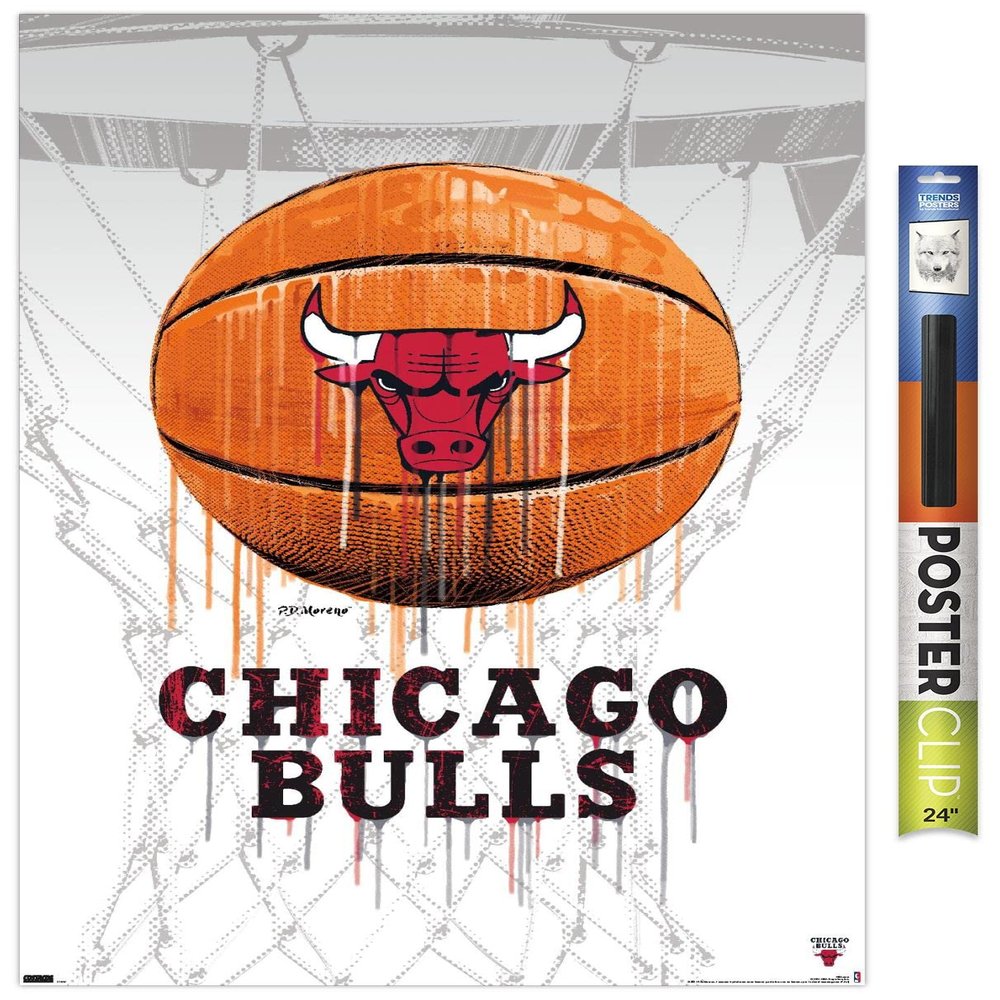 Trends International NBA Chicago Bulls - Drip Basketball 21 Wall Poster, 22.375" x 34", Poster & Clip Bundle