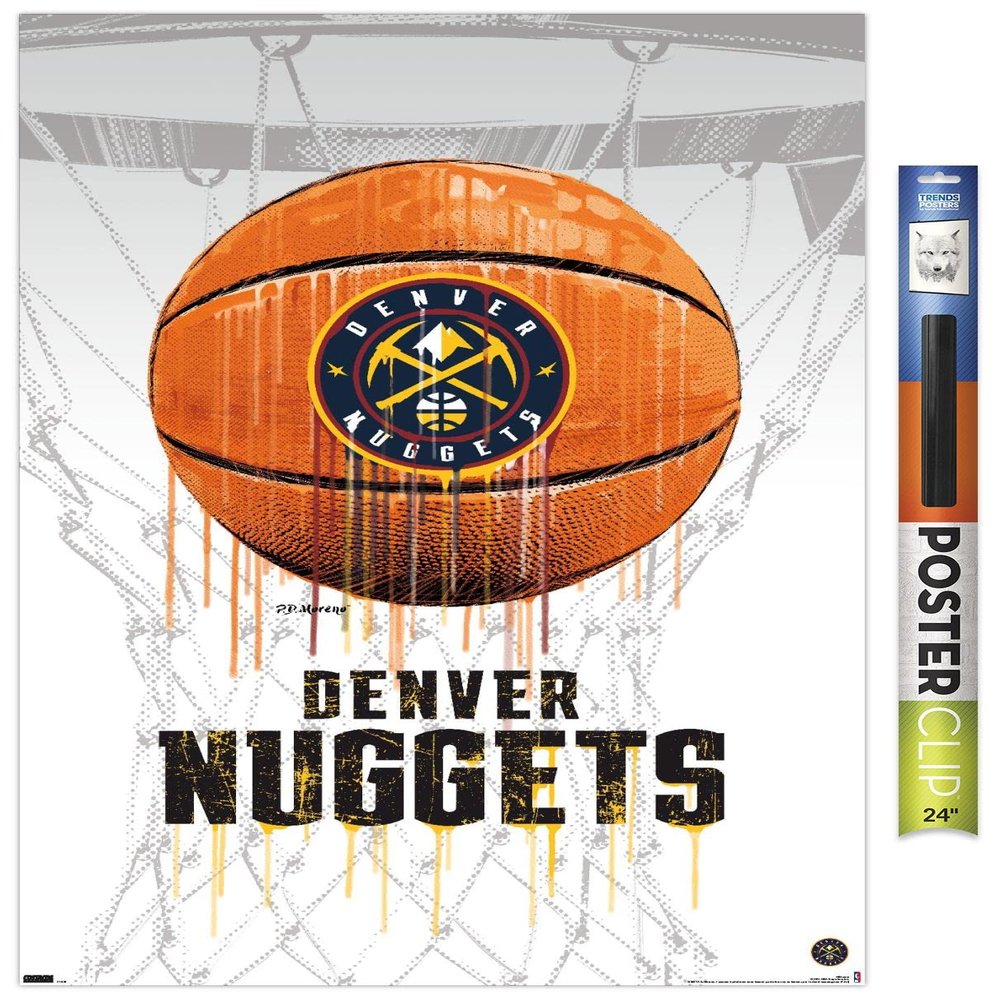 Trends International NBA Denver Nuggets - Drip Basketball 21 Wall Poster, 22.375" x 34", Premium Poster & Clip Bundle