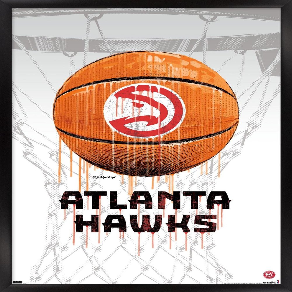 Trends International NBA Atlanta Hawks - Drip Basketball 21 Wall Poster, 14.725" x 22.375", Black Framed Version