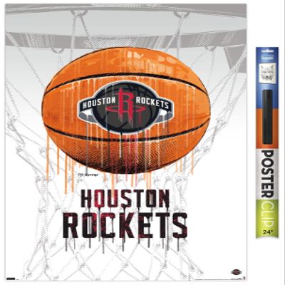 Trends International NBA Houston Rockets - Drip Basketball 21 Wall Poster, 22.375" x 34", Premium Poster & Clip Bundle