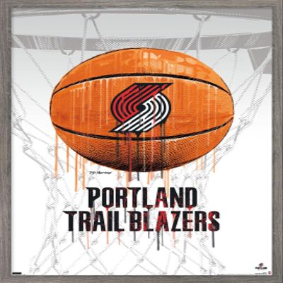 Trends International NBA Portland Trail Blazers - Drip Basketball 21 Wall Poster, 22.375" x 34", Barnwood Framed Version