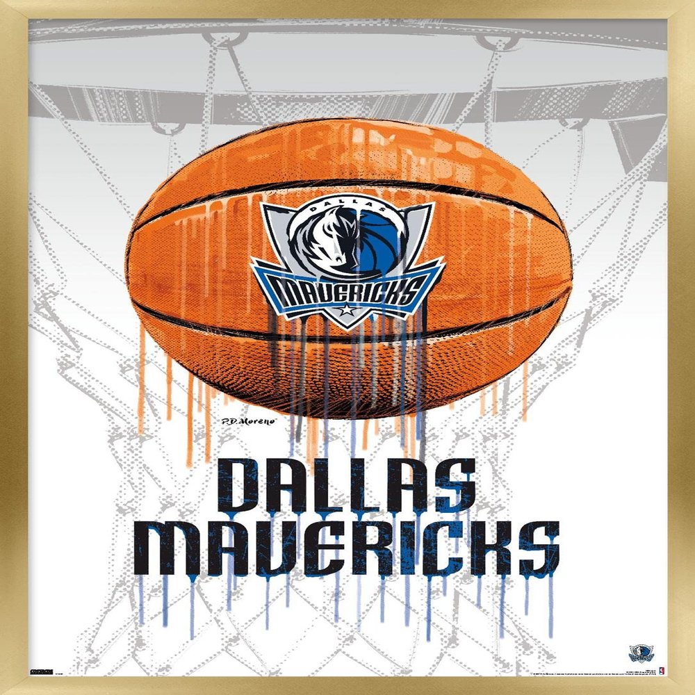 Trends International NBA Dallas Mavericks - Drip Basketball 21 Wall Poster, 22.375" x 34", Gold Framed Version