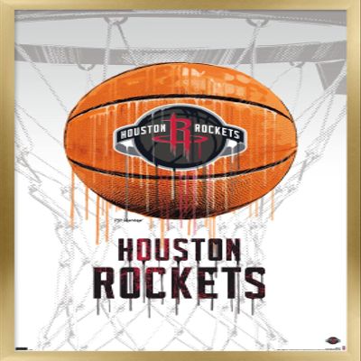 Trends International NBA Houston Rockets - Drip Basketball 21 Wall Poster, 14.725" x 22.375", Gold Framed Version