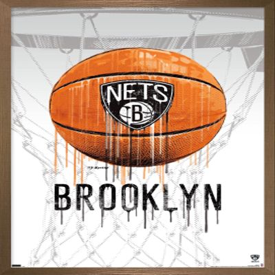 Trends International NBA Brooklyn Nets - Drip Basketball 21 Wall Poster, 14.725" x 22.375", Bronze Framed Version