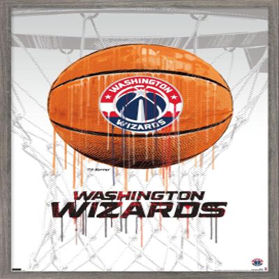 Trends International NBA Washington Wizards - Drip Basketball 21 Wall Poster, 22.375" x 34", Barnwood Framed Version