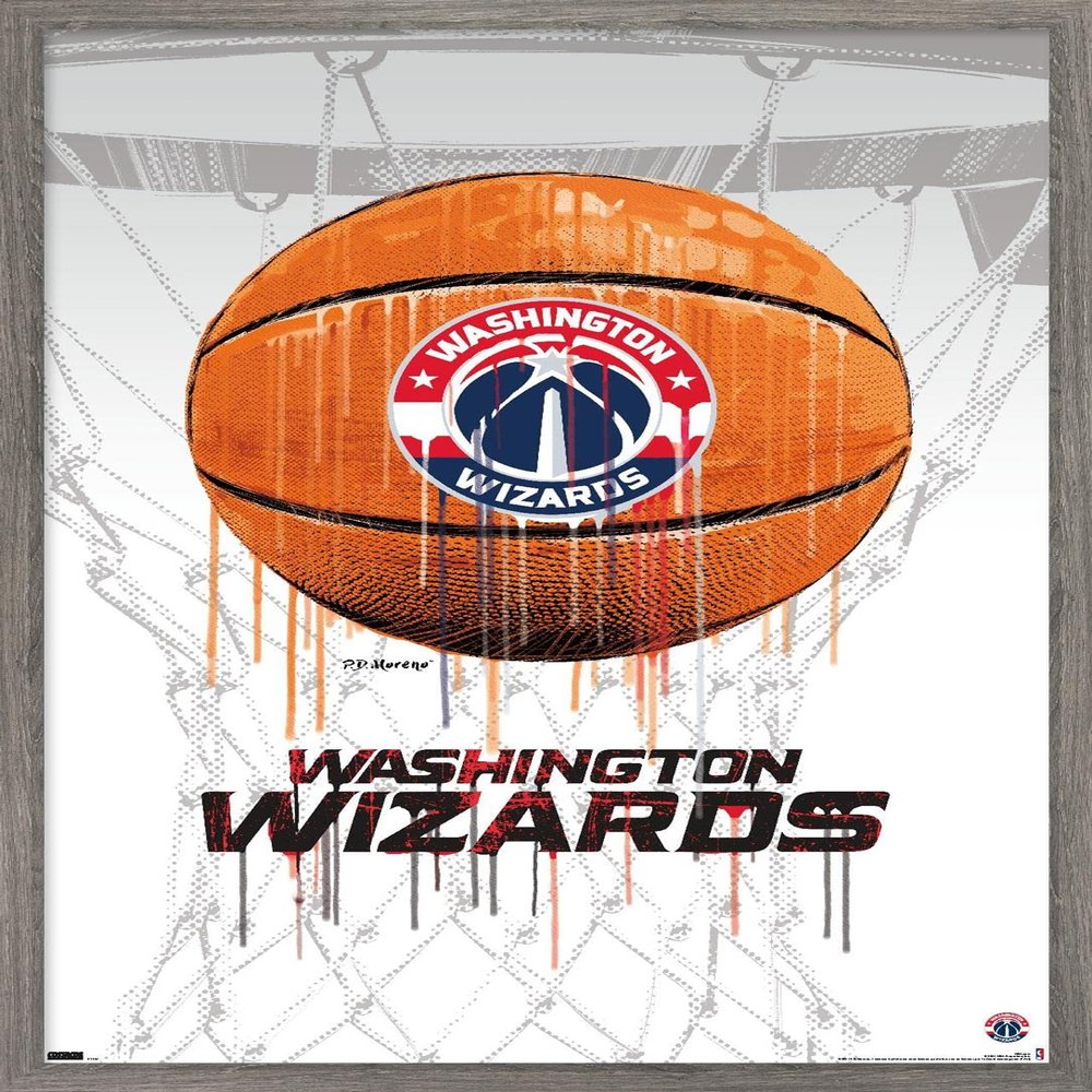 Trends International NBA Washington Wizards - Drip Basketball 21 Wall Poster, 22.375" x 34", Barnwood Framed Version