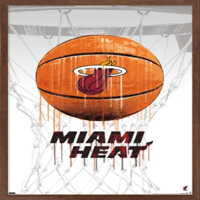 Trends International NBA Miami Heat - Drip Basketball 21 Wall Poster, 22.375" x 34", Mahogany Framed Version