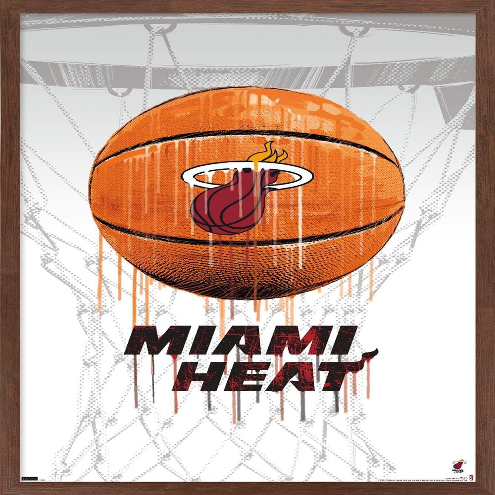 Trends International NBA Miami Heat - Drip Basketball 21 Wall Poster, 22.375" x 34", Mahogany Framed Version